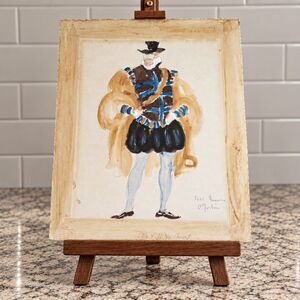 1948 Original Watercolor Costume Study L Fortini Rome Italy 1602 France